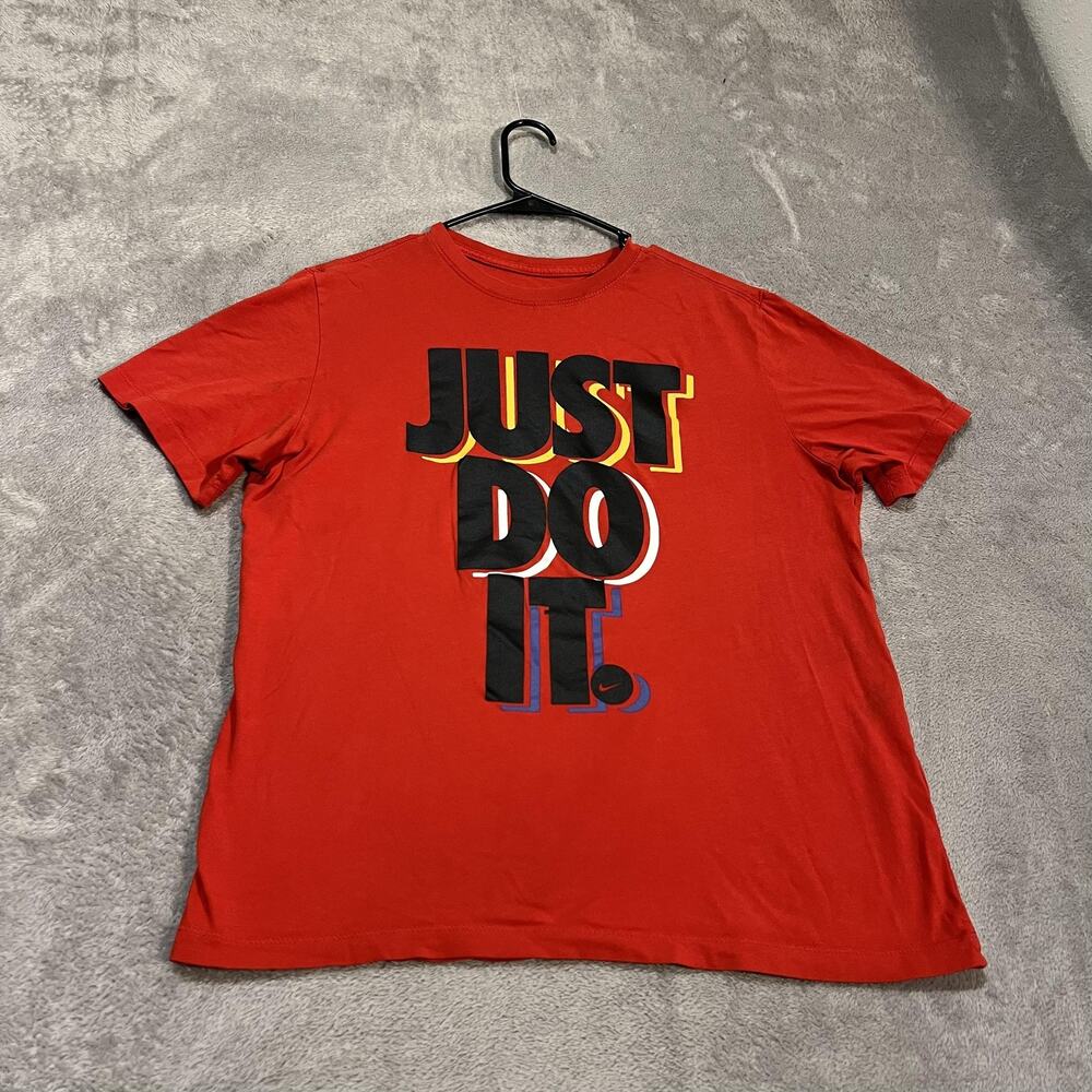 Nike Shirt Mens Large Red Just Do It Graphic Tee Short Sleeve Cotton CK2733-657